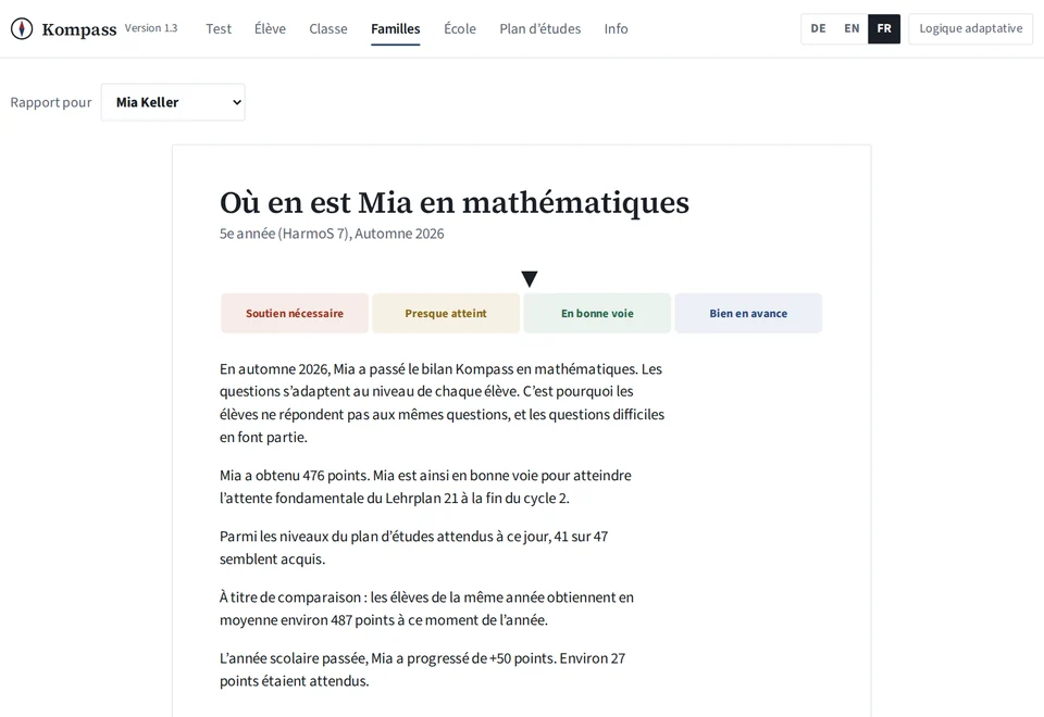 Rapport pour la famille